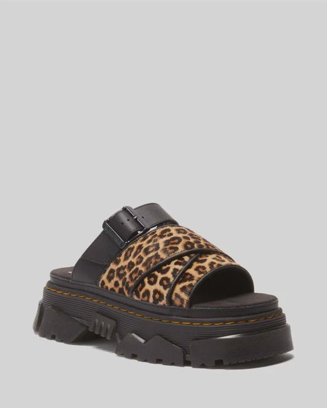 DR MARTENS MATTISON SLIDE SANDAL - MINI LEOPARD SPOT HAIR
