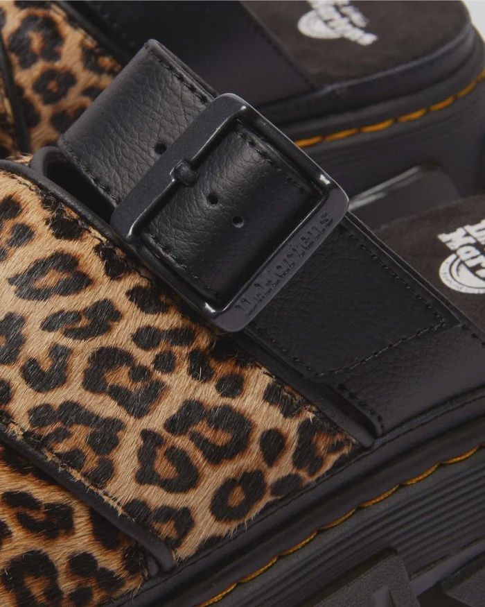 DR MARTENS MATTISON SLIDE SANDAL - MINI LEOPARD SPOT HAIR