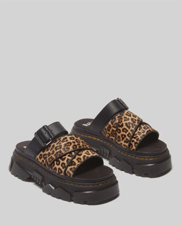 DR MARTENS MATTISON SLIDE SANDAL - MINI LEOPARD SPOT HAIR