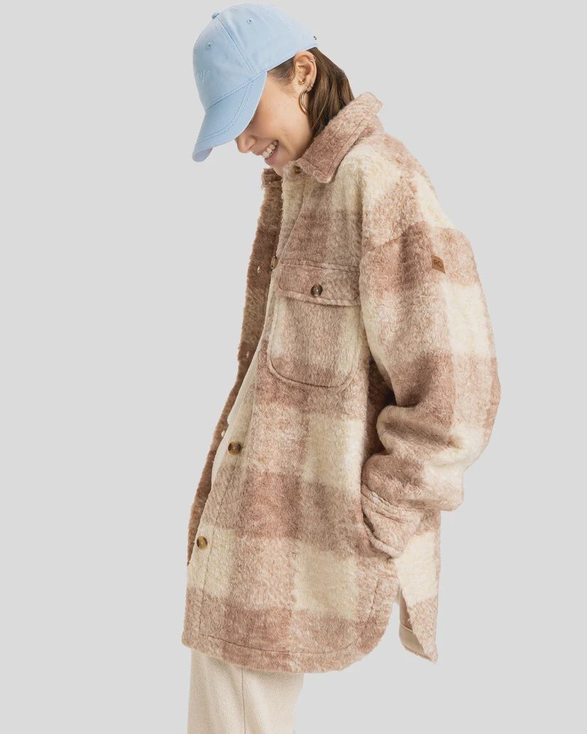 ROXY LADIES OVER AND ABOVE JACKET - WARM TAUPE BE BOLD PLAID