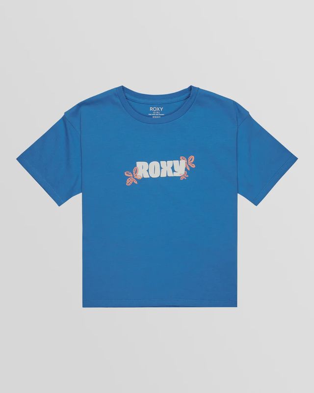 ROXY GIRLS SUN OVER THE BEACH S/S TEE - NEBULAS BLUE BEACH CHECK