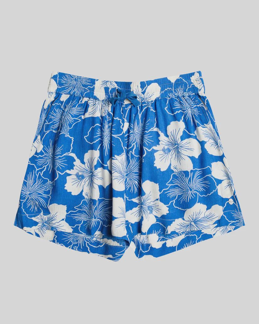 ROXY TEEN GIRLS LEKEITIO BAY PRINTED ELASTIC SHORT - NEBULAS BLUE HIPPY HIBISCUS