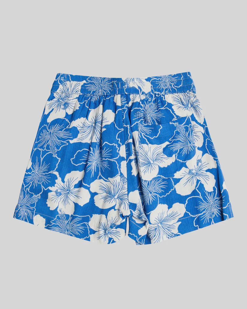 ROXY TEEN GIRLS LEKEITIO BAY PRINTED ELASTIC SHORT - NEBULAS BLUE HIPPY HIBISCUS