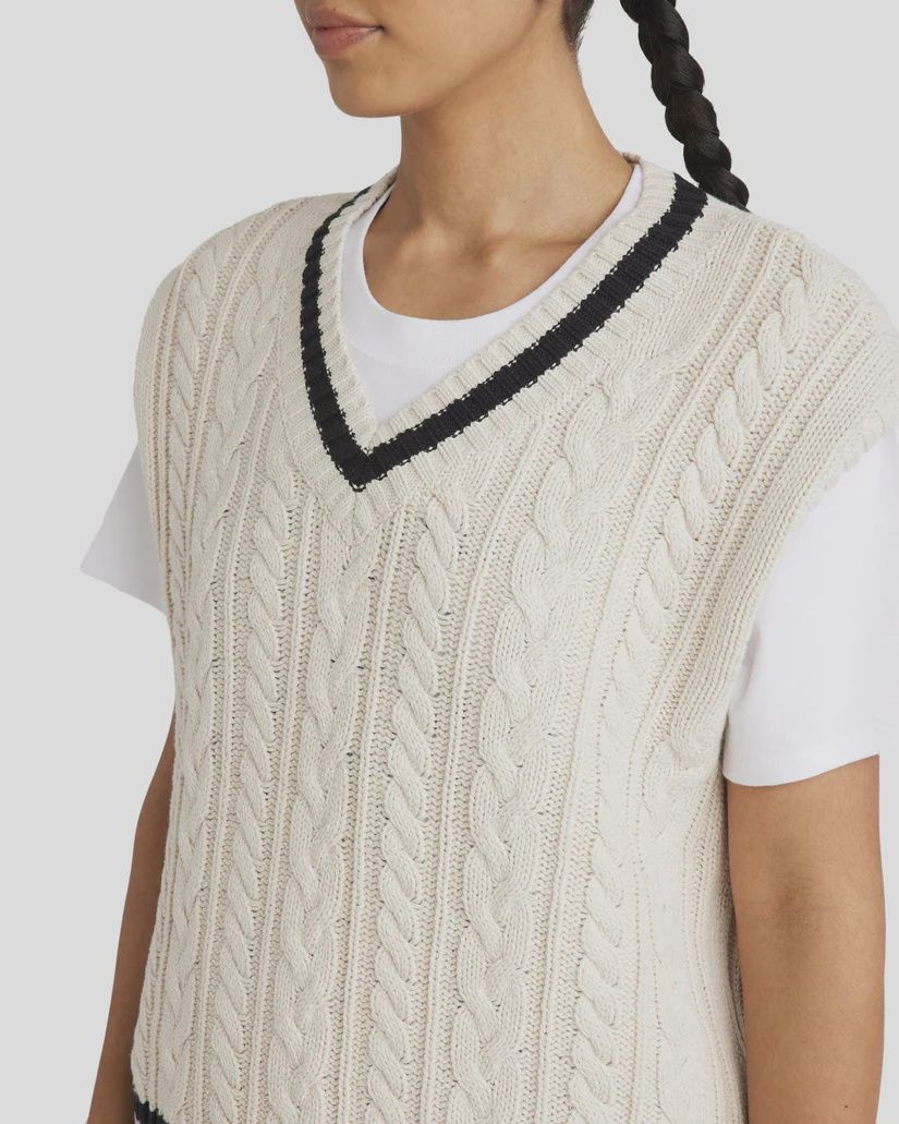 RVCA LADIES WEEKEND CABLE KNIT VEST - ECRU