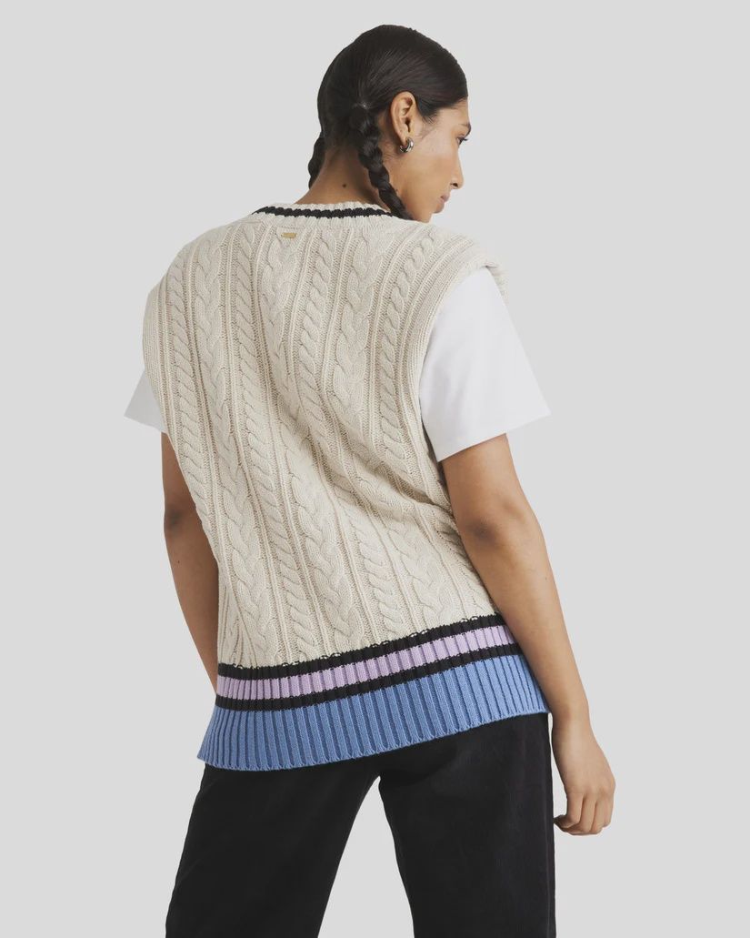 RVCA LADIES WEEKEND CABLE KNIT VEST - ECRU