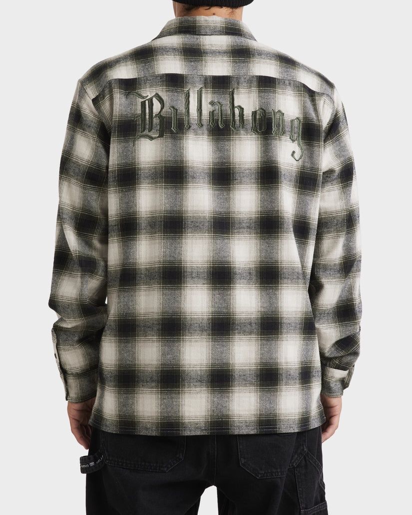 BILLABONG MENS WARPED L/S FLANNEL SHIRT - ALLOY