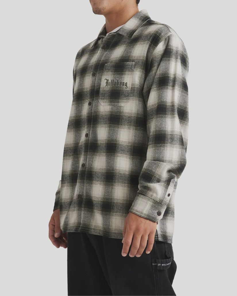 BILLABONG MENS WARPED L/S FLANNEL SHIRT - ALLOY