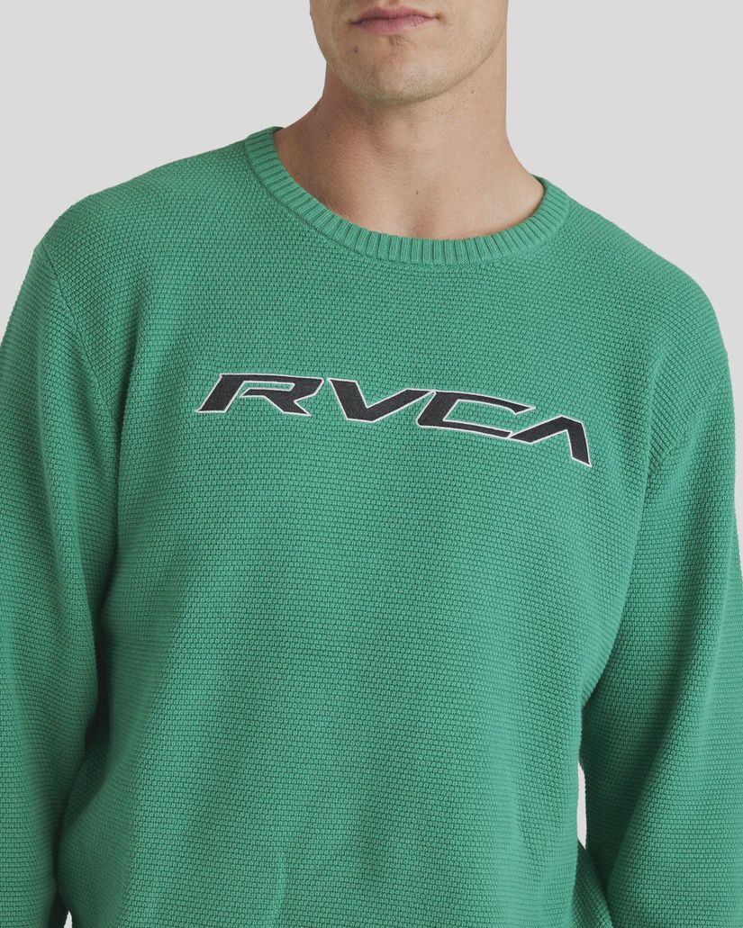 RVCA MENS REV KNIT CREW - BOTTLE GREEN