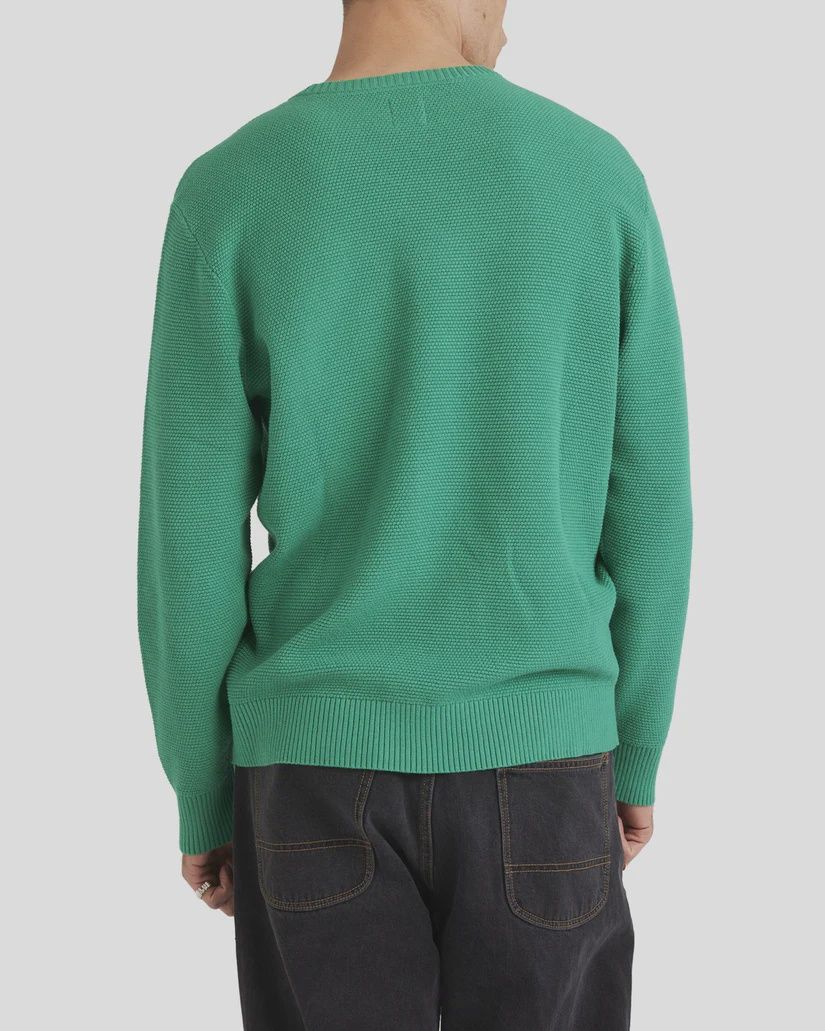 RVCA MENS REV KNIT CREW - BOTTLE GREEN