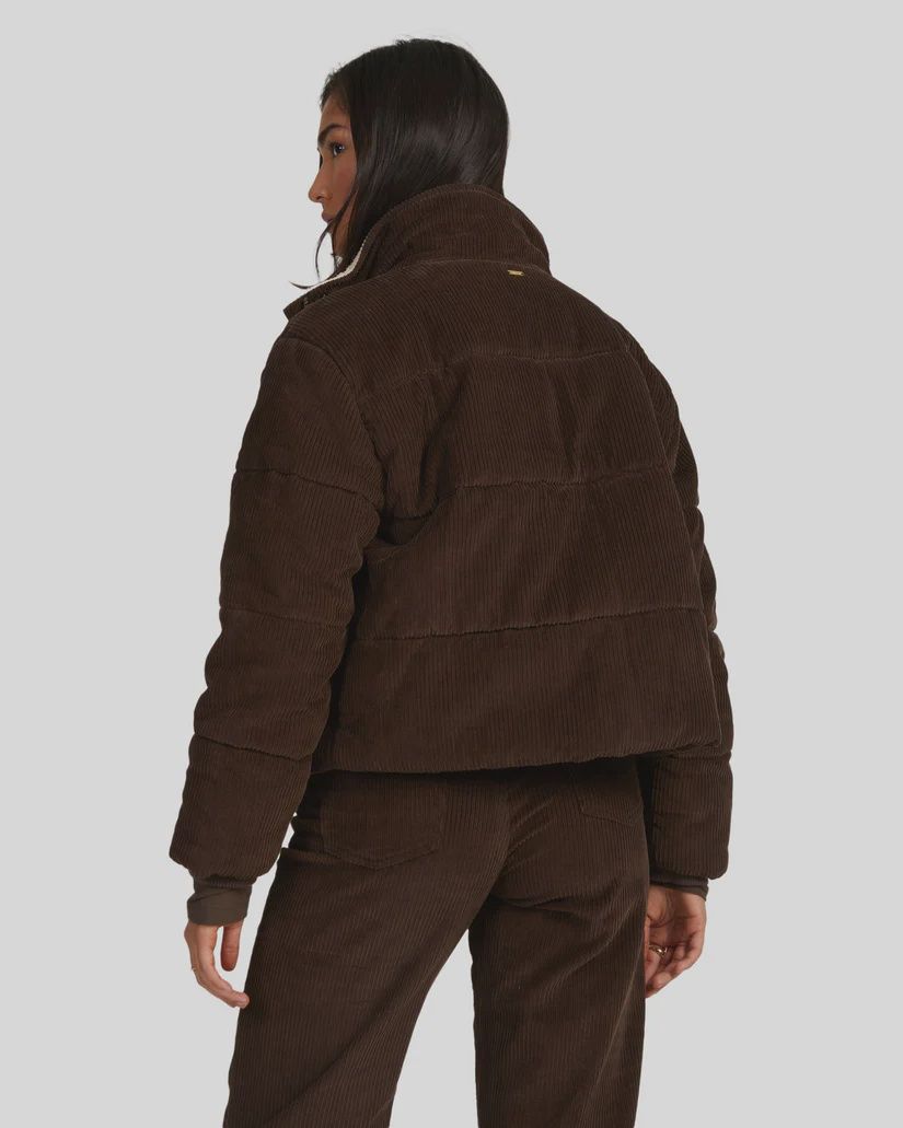 RVCA LADIES EEZEH PUFFER JACKET - COFFEE