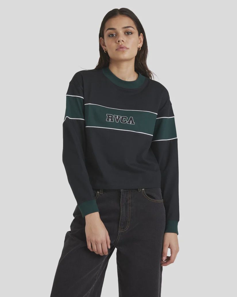 RVCA WOMENS SPECTATE LS TOP - BLACK