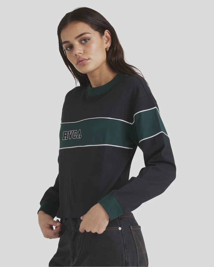 RVCA WOMENS SPECTATE LS TOP - BLACK