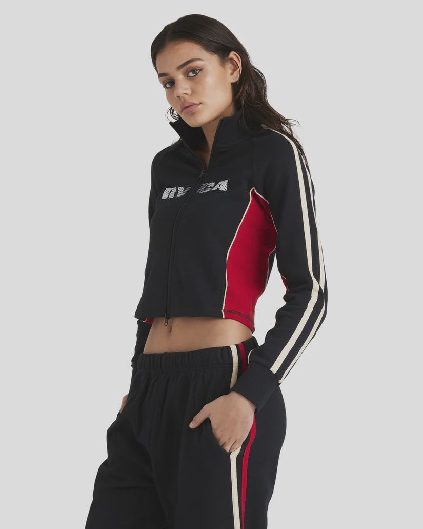 RVCA WOMENS VA TRACK TOP - BLACK