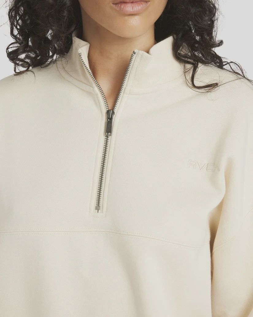 RVCA WOMENS QUARTER ZIP FLEECE TOP - NATURAL