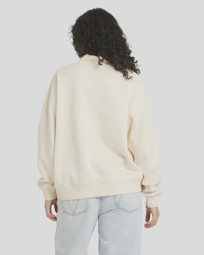 RVCA WOMENS QUARTER ZIP FLEECE TOP - NATURAL