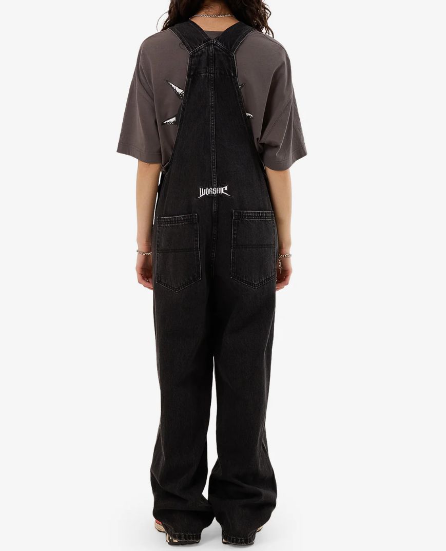 WORSHIP LADIES NUCLEAR DENIM OVERALL- USED BLACK