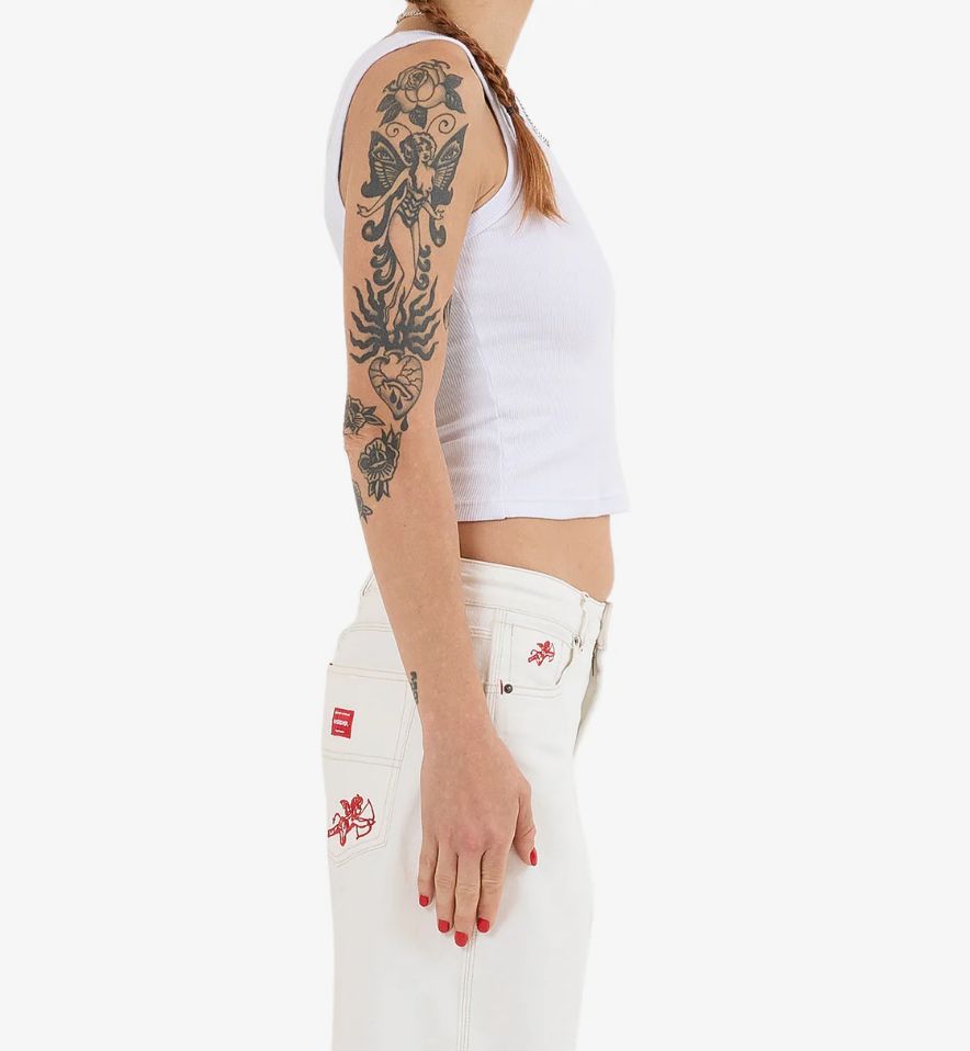 WORSHIP LADIES CHERUB LONGLINE TANK - WHITE