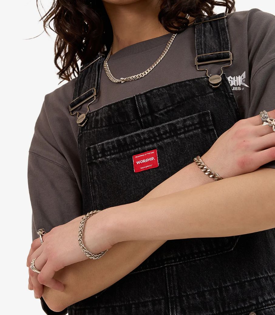 WORSHIP LADIES NUCLEAR DENIM OVERALL- USED BLACK