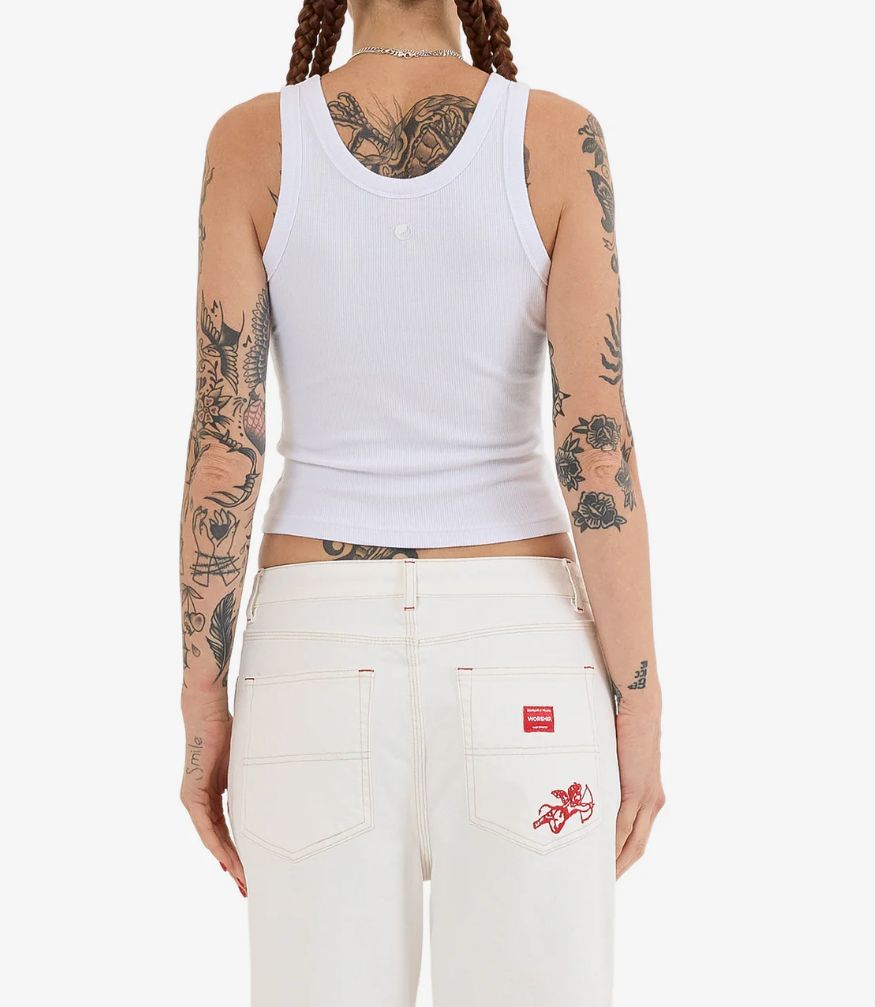 WORSHIP LADIES CHERUB LONGLINE TANK - WHITE