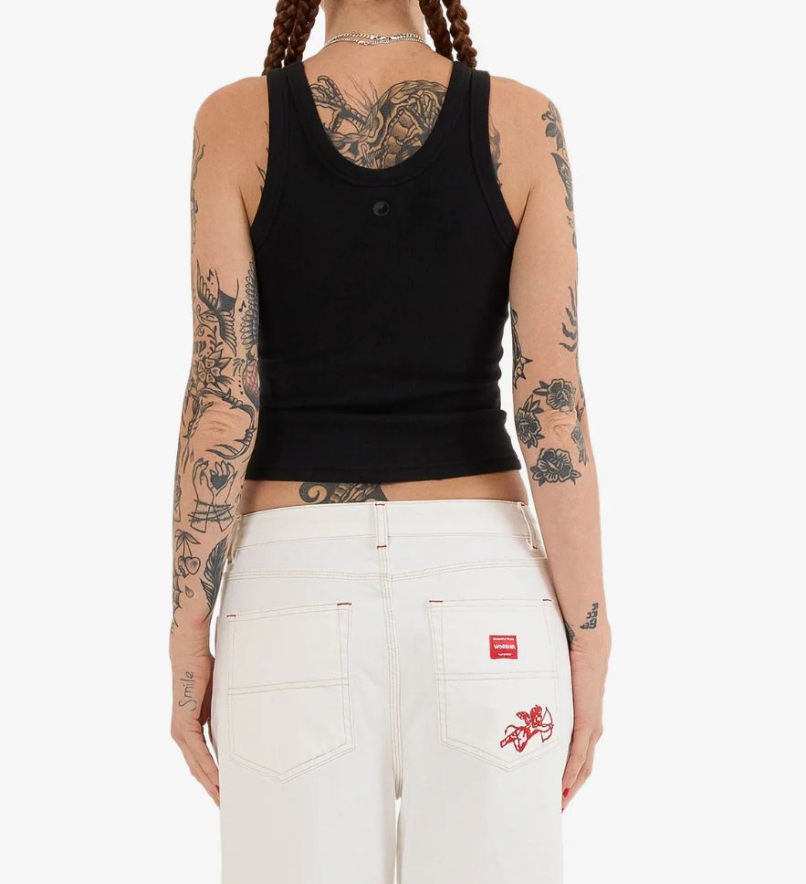 WORSHIP LADIES CHERUB LONGLINE TANK - BLACK