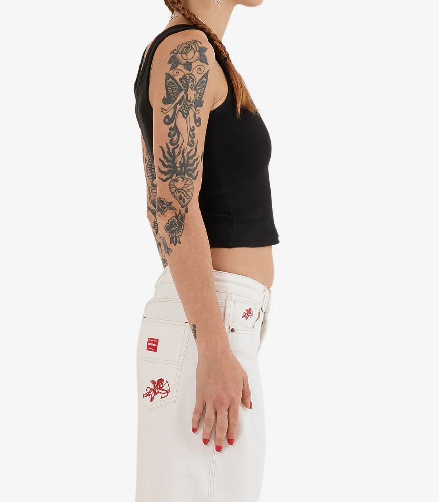 WORSHIP LADIES CHERUB LONGLINE TANK - BLACK