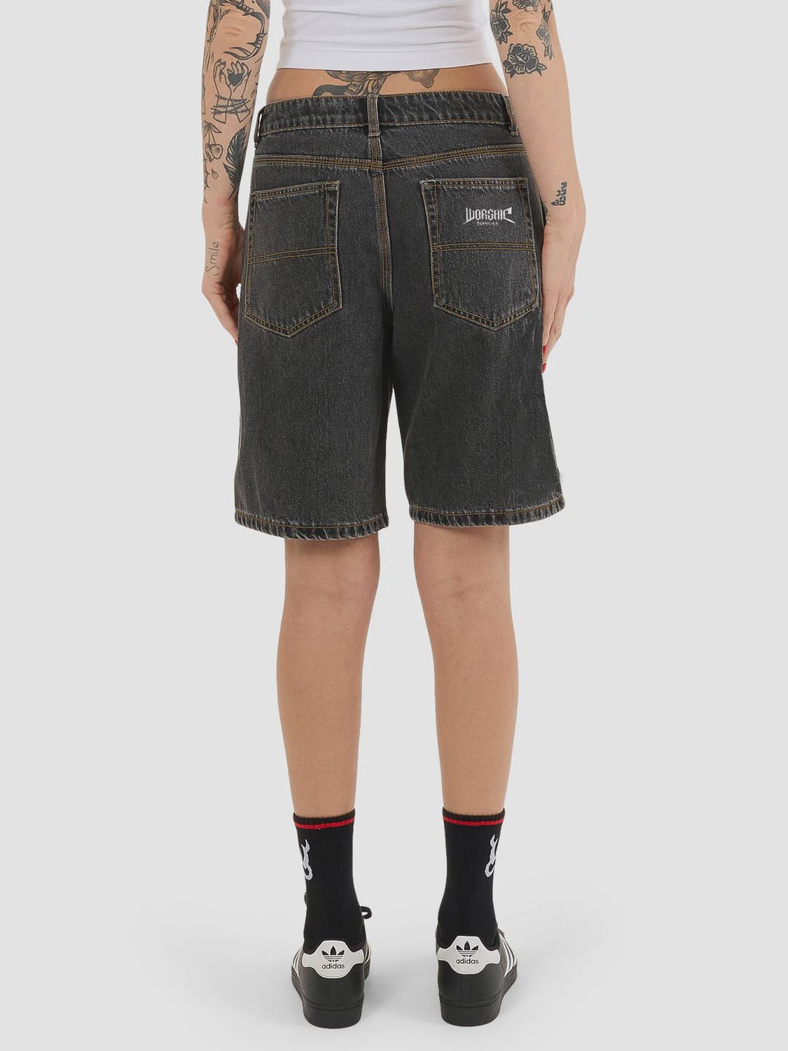 WORSHIP LADIES NUCORE SLOUCHER SHORT - BLACK RINSE