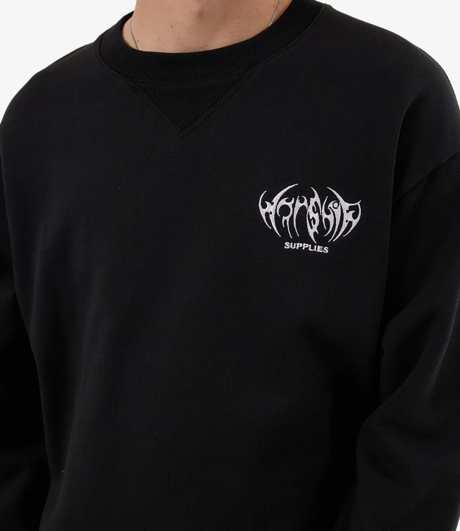 WORSHIP MENS DIABLO FLEECE CREW - BLACK