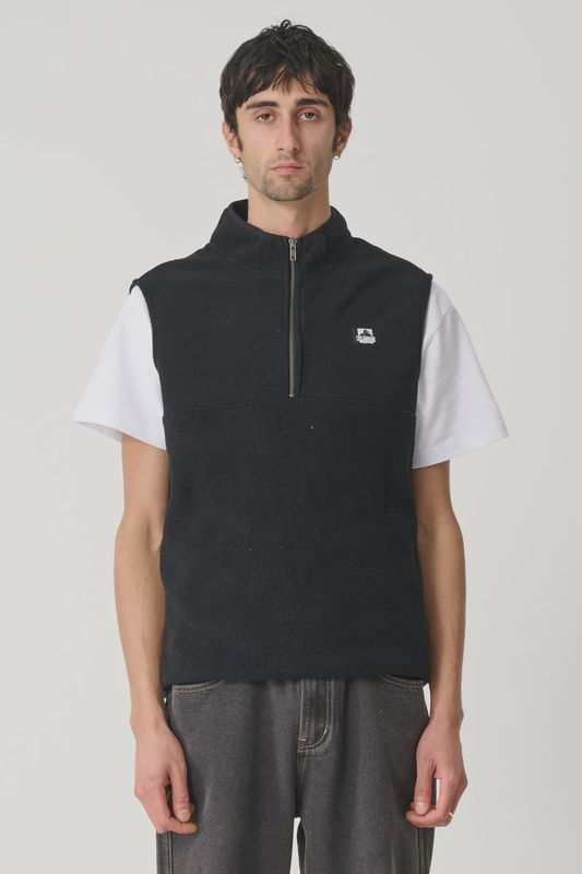 XLARGE MENS HALF ZIP VEST - BLACK