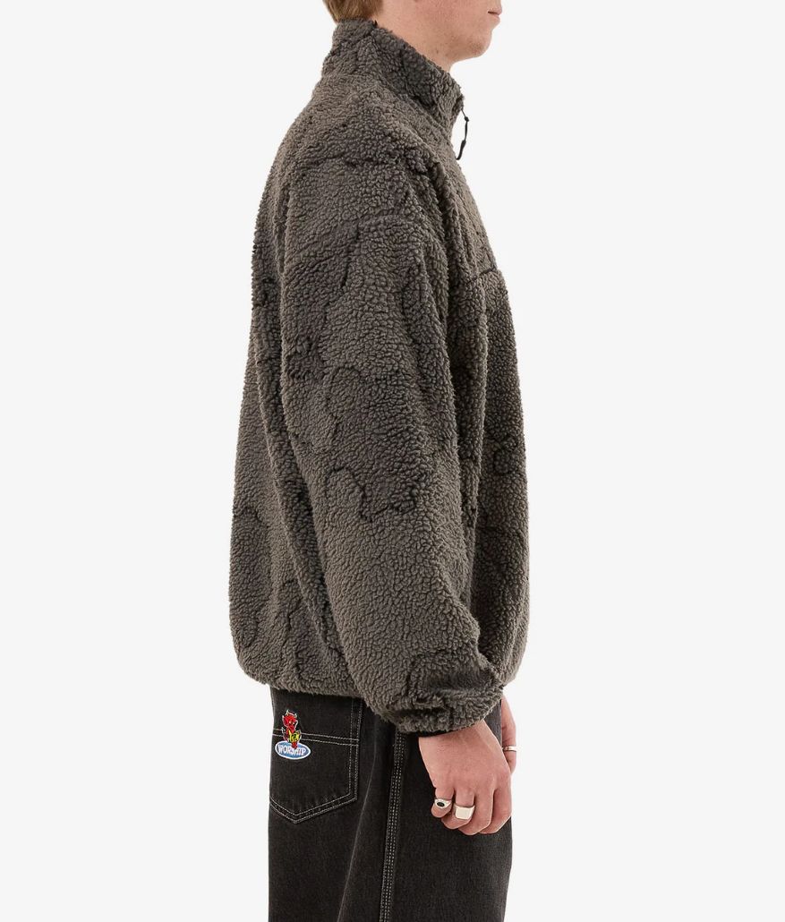 WORSHIP MENS DELIRIUM QUARTER ZIP SHERPA FLEECE - STEEL GREY