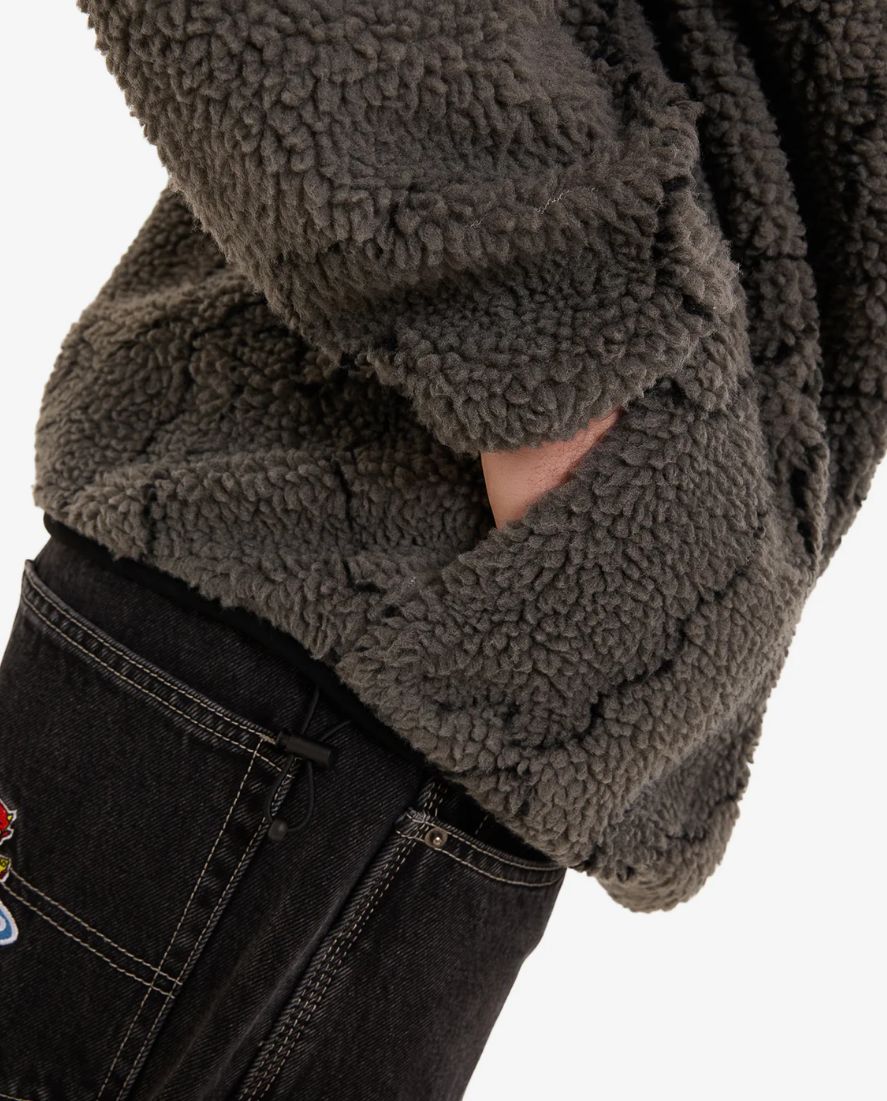 WORSHIP MENS DELIRIUM QUARTER ZIP SHERPA FLEECE - STEEL GREY