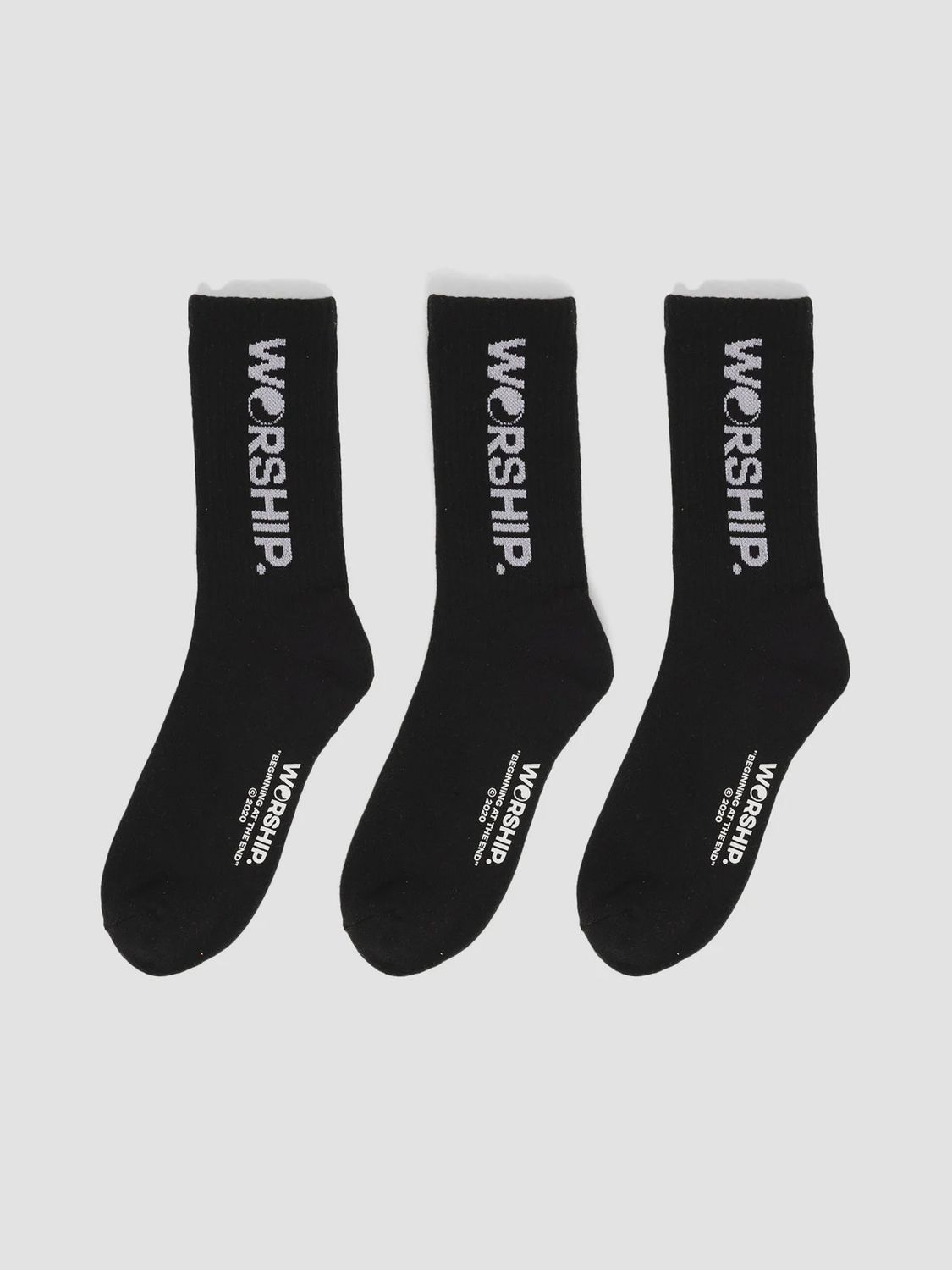 WORSHIP MENS CORE SOCK 3 PACK - BLACK