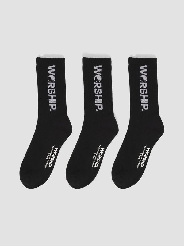 WORSHIP MENS CORE SOCK 3 PACK - BLACK