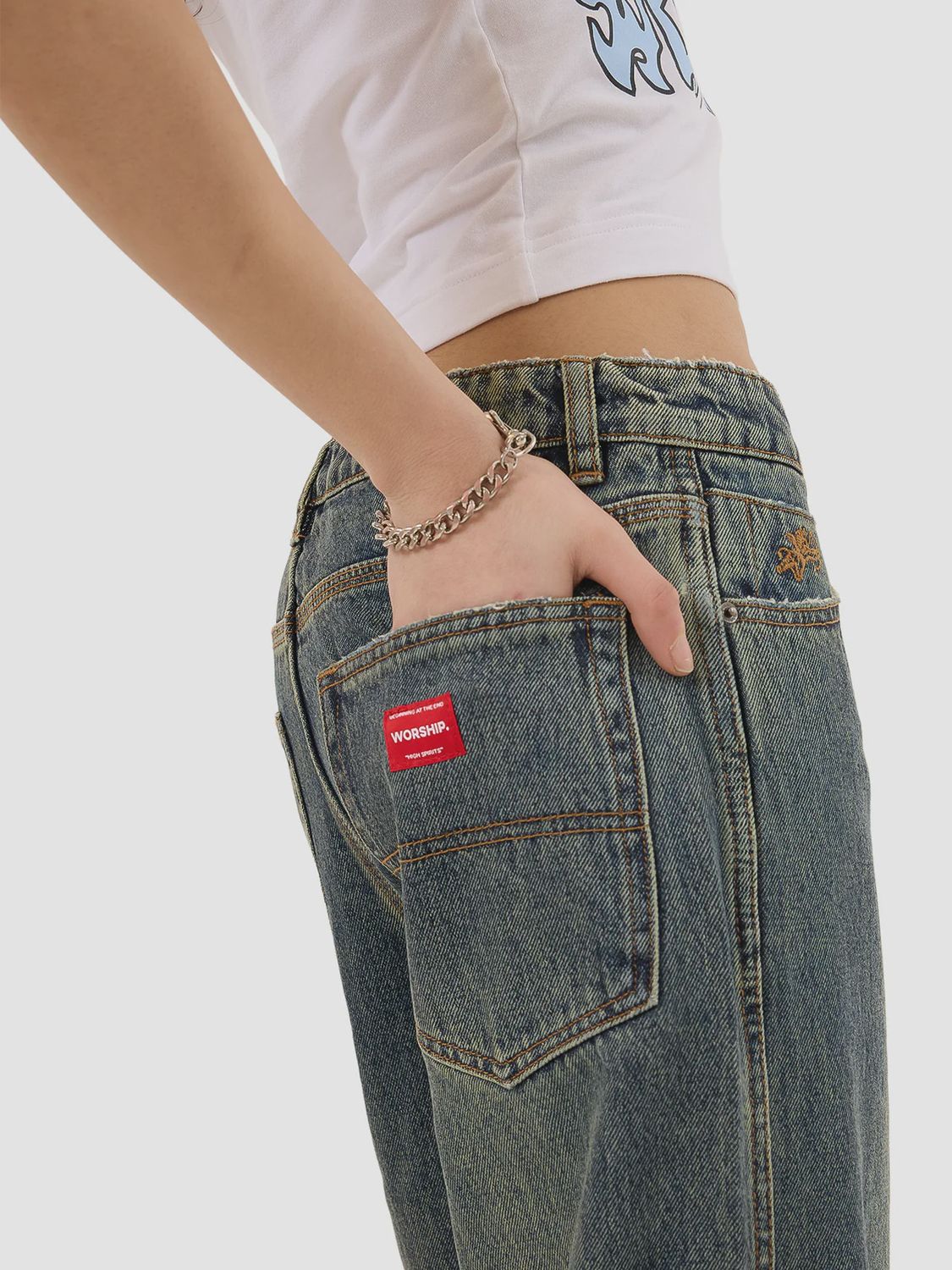 WORSHIP LADIES SWEEPER JEAN - BLUE HAZE