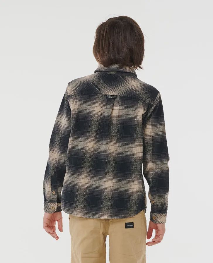 RIPCURL TEEN BOYS COUNT FLANNEL LS SHIRT - TAUPE