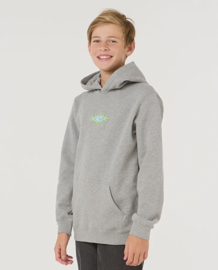 RIP CURL TEEN BOYS RAW ENERGY SKULL HOOD - GREY MARLE