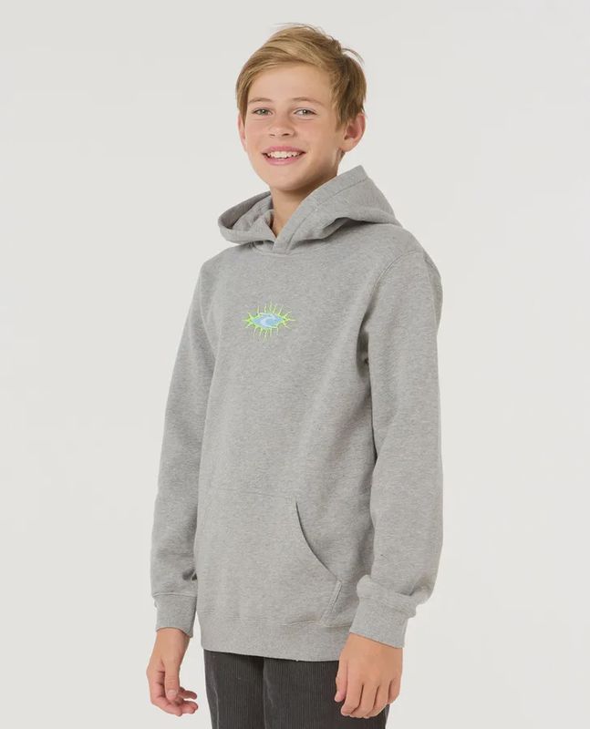 RIPCURL TEEN BOYS RAW ENERGY SKULL HOOD - GREY MARLE