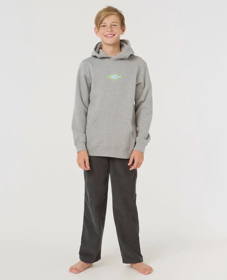 RIP CURL TEEN BOYS RAW ENERGY SKULL HOOD - GREY MARLE