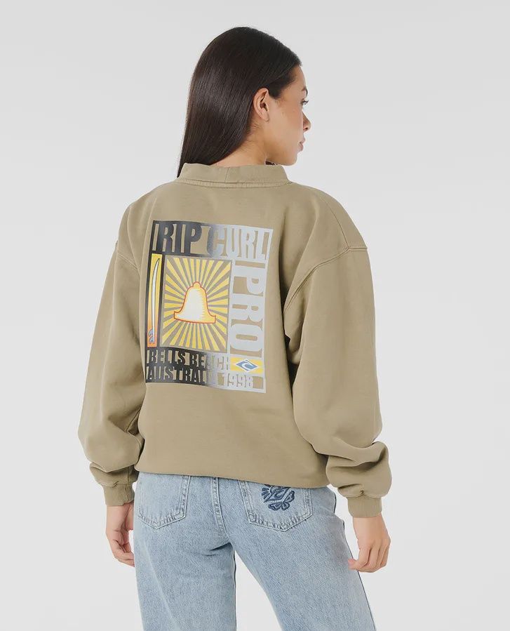 RIP CURL WOMENS 98 PRO OG CREW - DUSTY OLIVE
