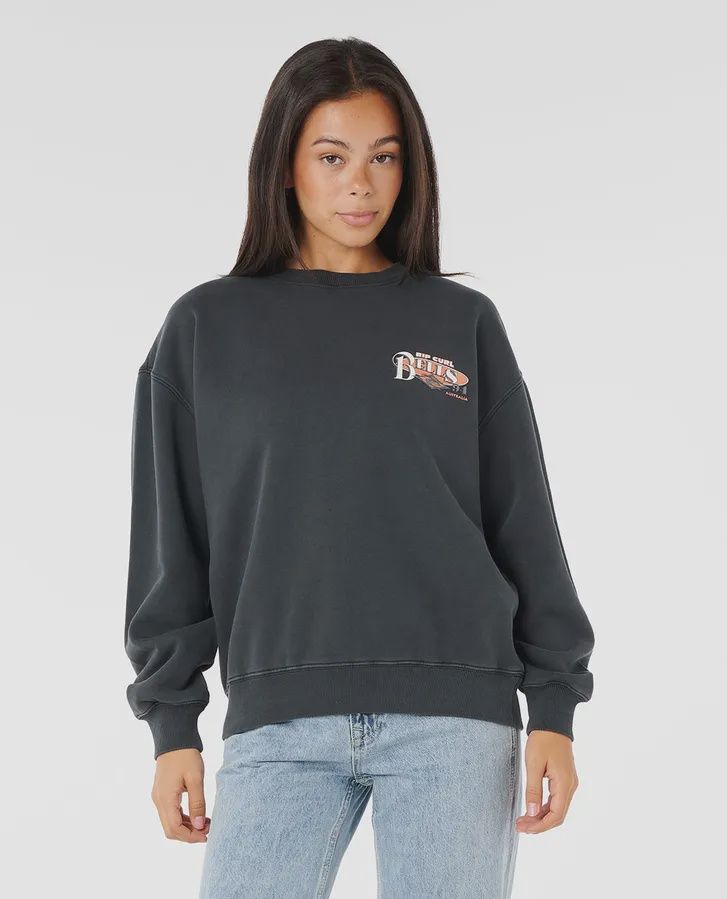 RIP CURL LADIES 94 PRO OVERSIZE CREW - WASHED BLACK