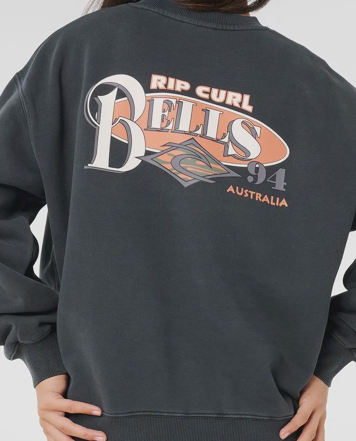 RIP CURL LADIES 94 PRO OVERSIZE CREW - WASHED BLACK