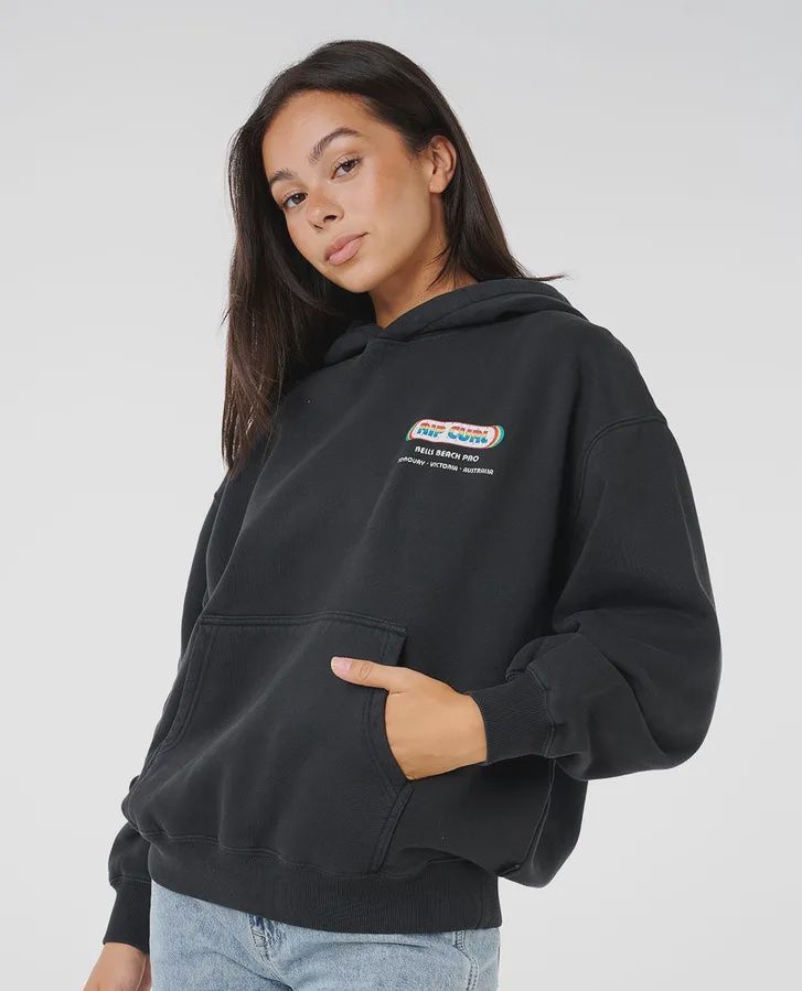 RIP CURL LADIES BELLS BEACH PRO OVERSIZE HOOD - BLACK