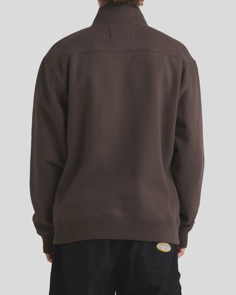 BILLABONG MENS SCRIPT ZIP THRU FLEECE - DARK BROWN