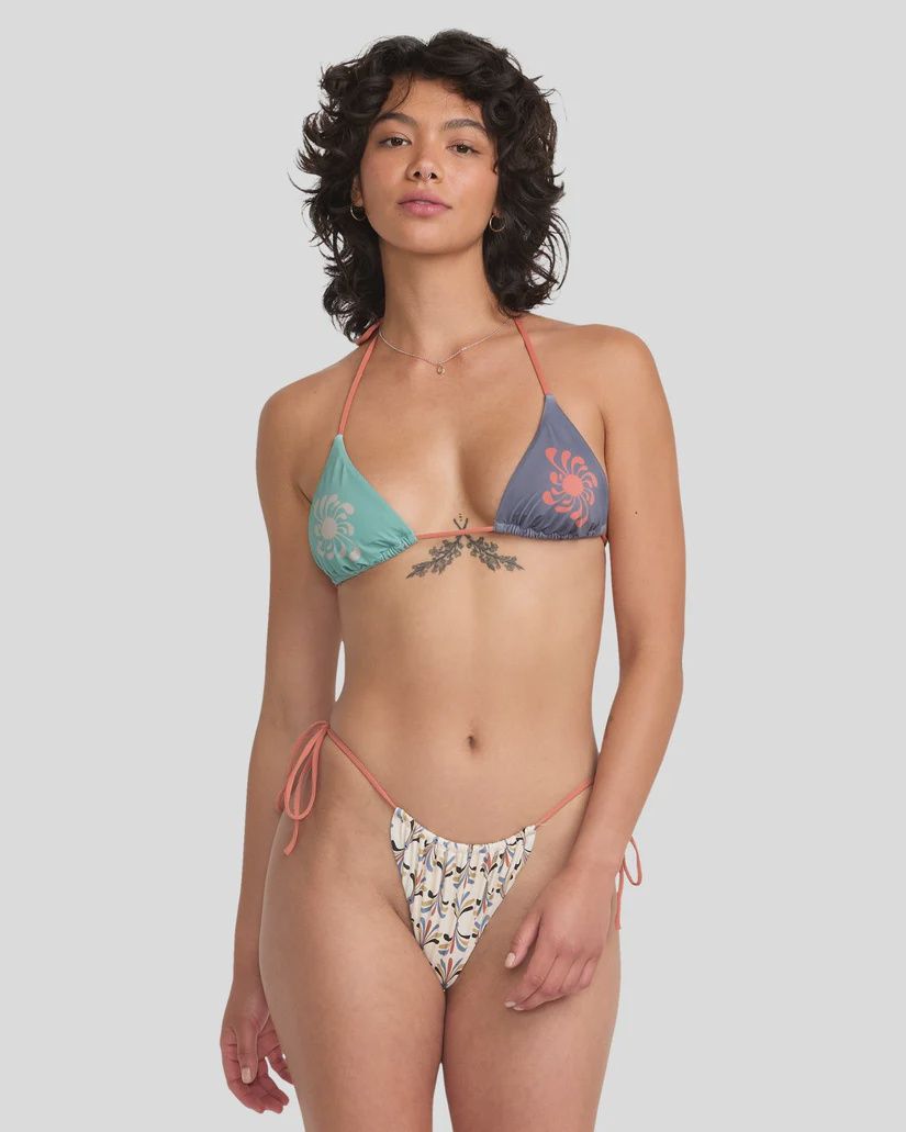 RVCA LADIES LAURYN SLIDE TRI SKIMPY SWIM PANT - MULTI