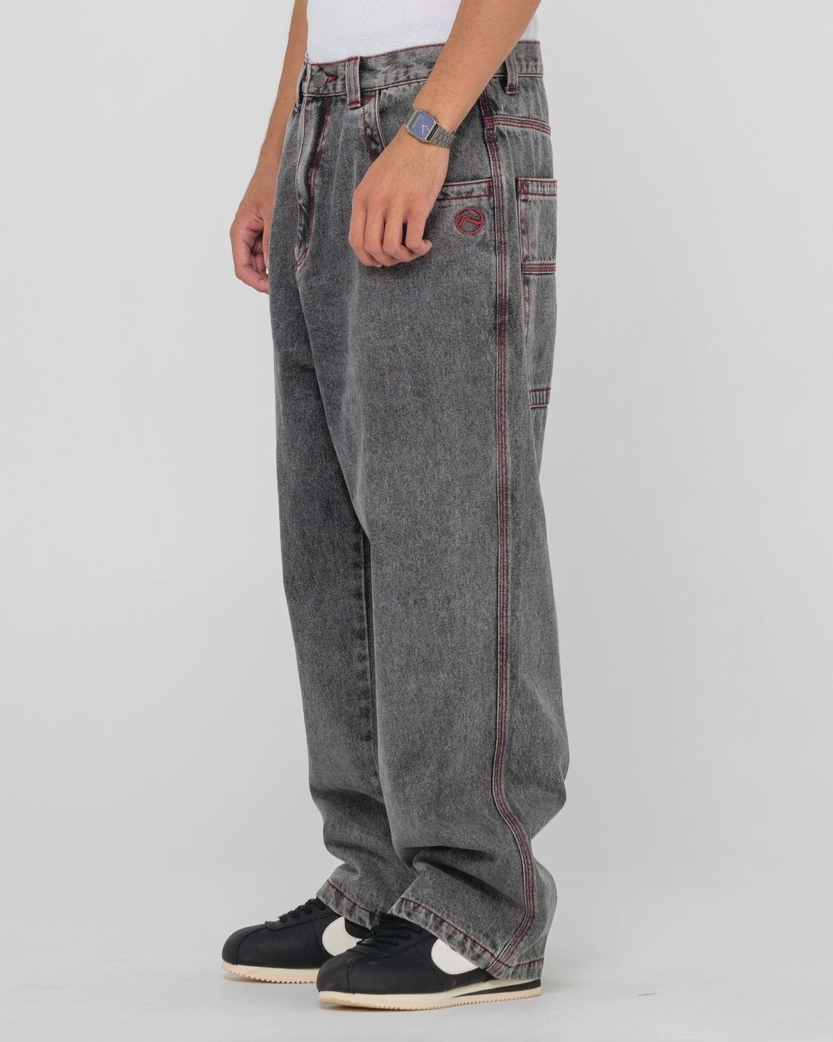 RUSTY MENS REDEMPTION BAGGY JEAN- WASHED BLACK