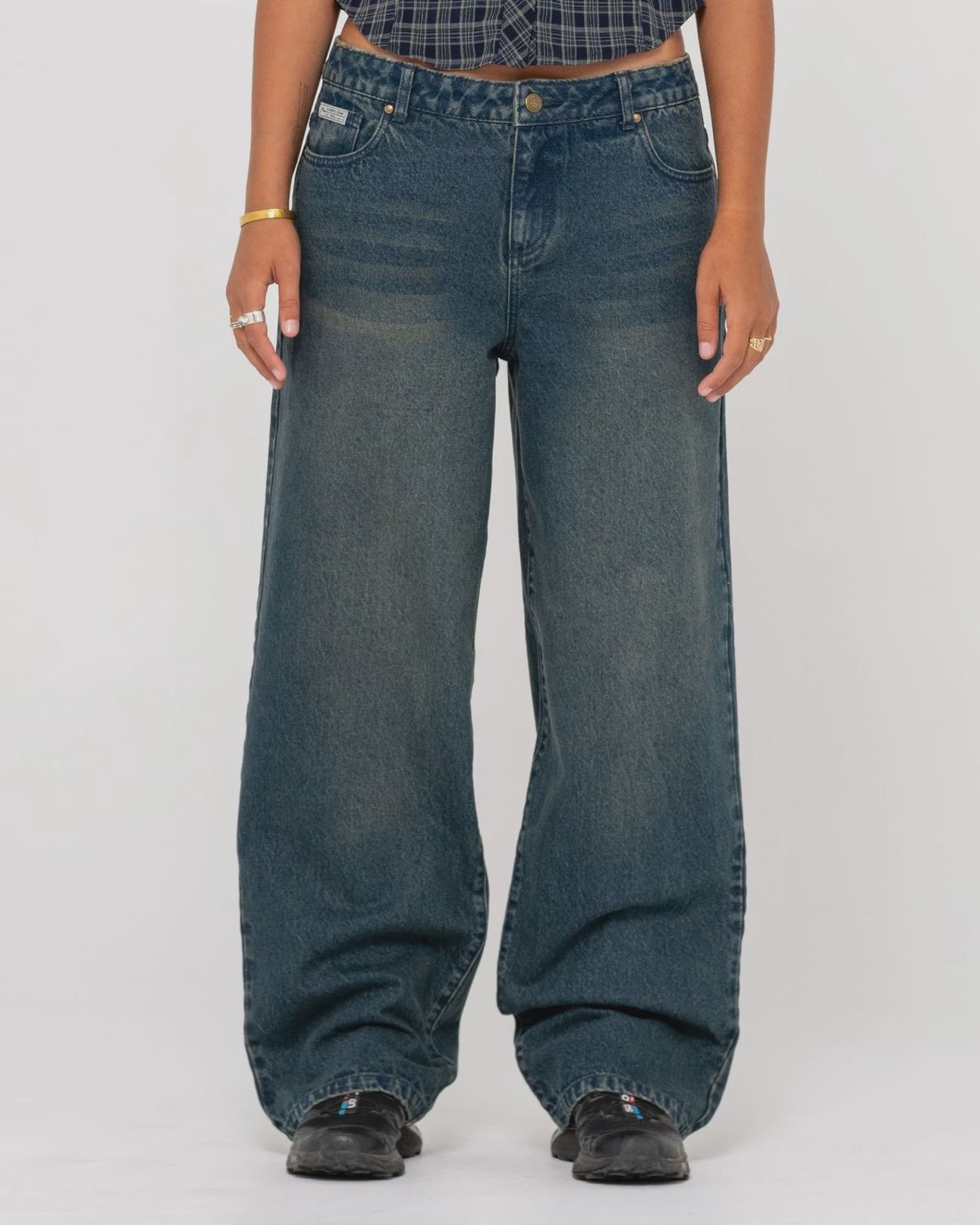 RUSTY WOMENS ROXANNE BAGGY LOW RISE JEAN - DARK N DIRTY