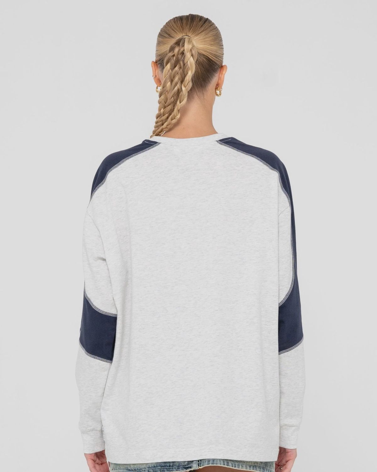 RUSTY WOMENS TIMMY TARGET CONTRAST LS TEE - ECRU MARLE