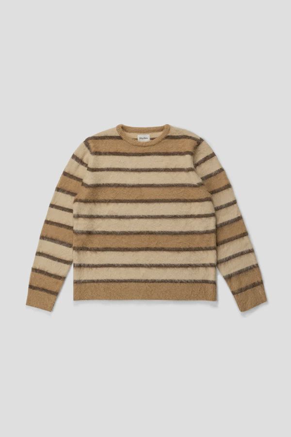 RHYTHM MENS MOHAIR STRIPED KNIT - BARK