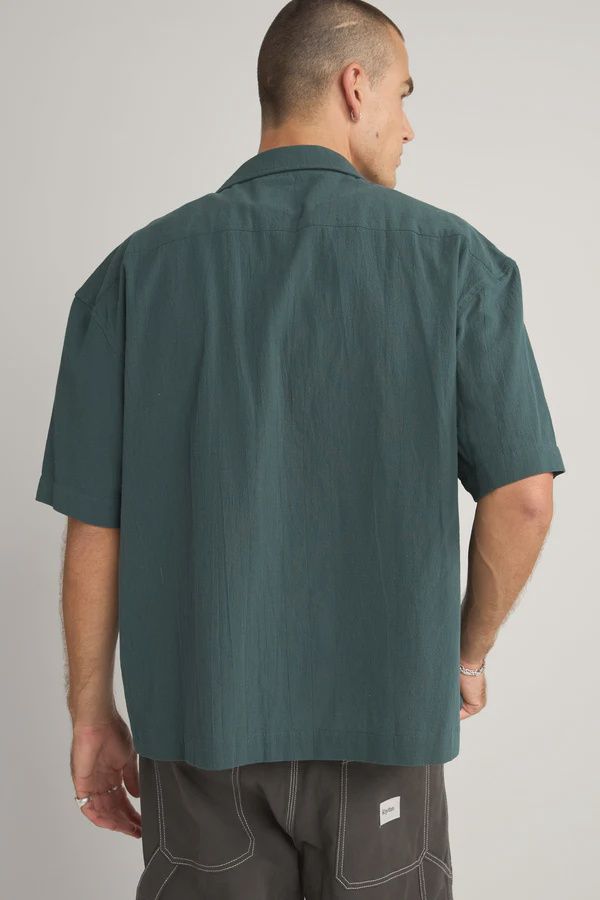 RHYTHM MENS RELAXED TEXTURE SS SHIRT - TEAL