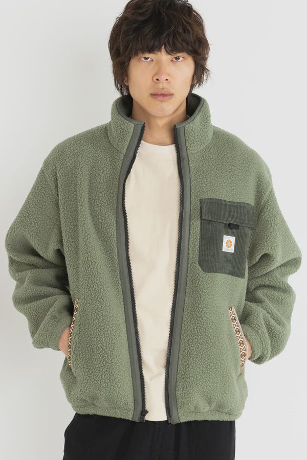 RHYTHM MENS ZEPHYR SHERPA ZIP THRU - MOSS