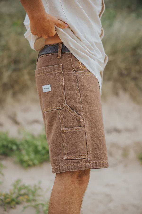 RHYTHM MENS SLACKER DENIM SHORT - TOBACCO